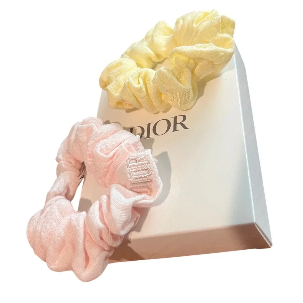 Dior Hair Scrunchies Yellow‎ & Pink Beauty GWP Cotton in Box